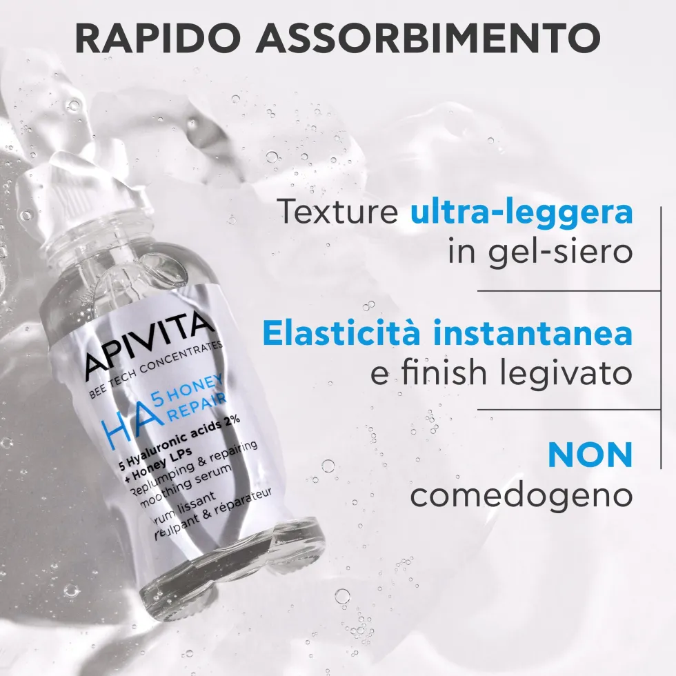 Apivita HA5 Honey Repair - Siero viso idratante e rimpolpante per le rughe, 30 ml
