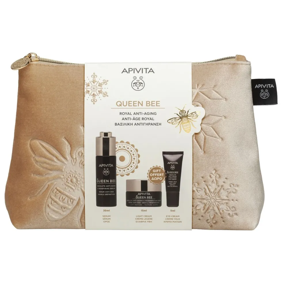 Apivita Queen Bee - Cofanetto viso anti-età per ridurre le rughe e rassodare la pelle, 3 prodotti