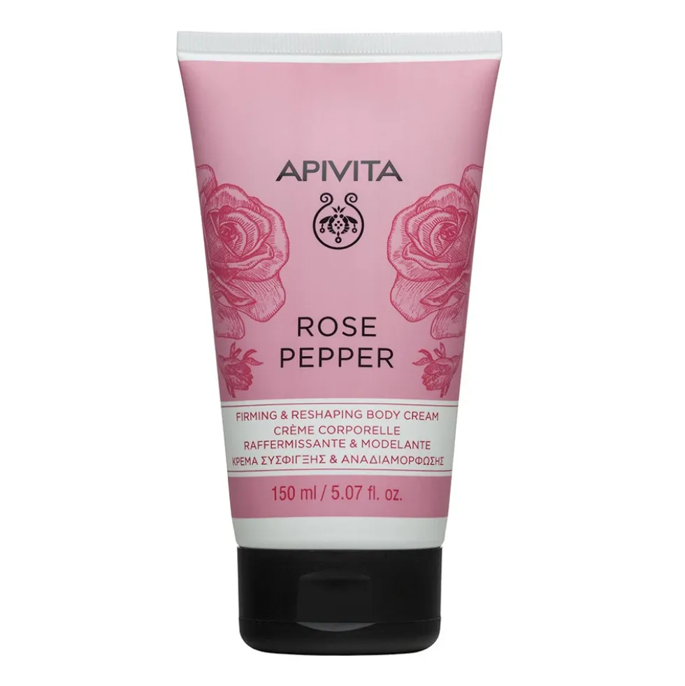 Apivita Rose Pepper - Crema Corpo Rassodante Rimodellante Rosa e Pepe Nero,125ml