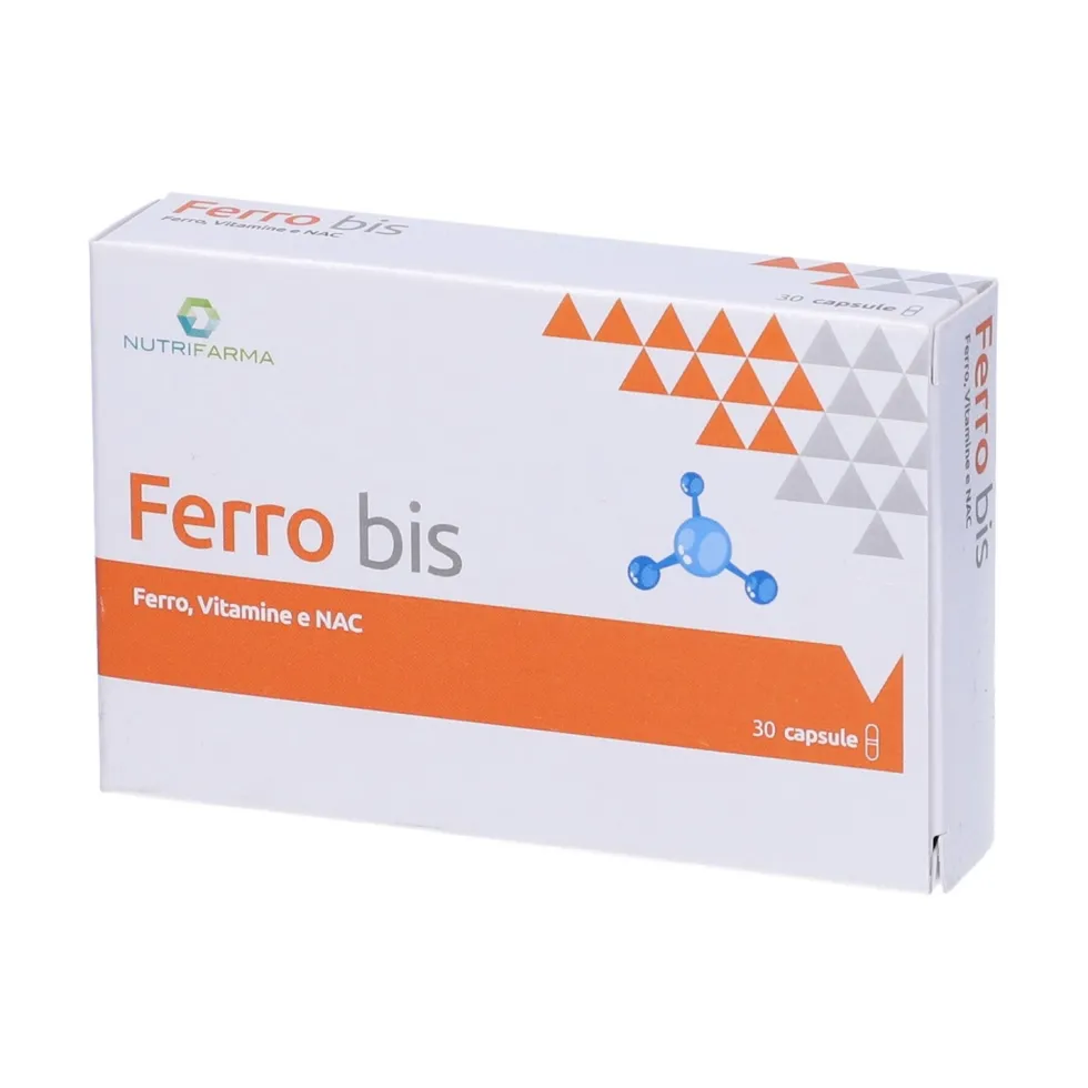 Aqua Viva Ferro Bis - Integratore alimentare per la carenza di ferro e la stanchezza, 30 capsule