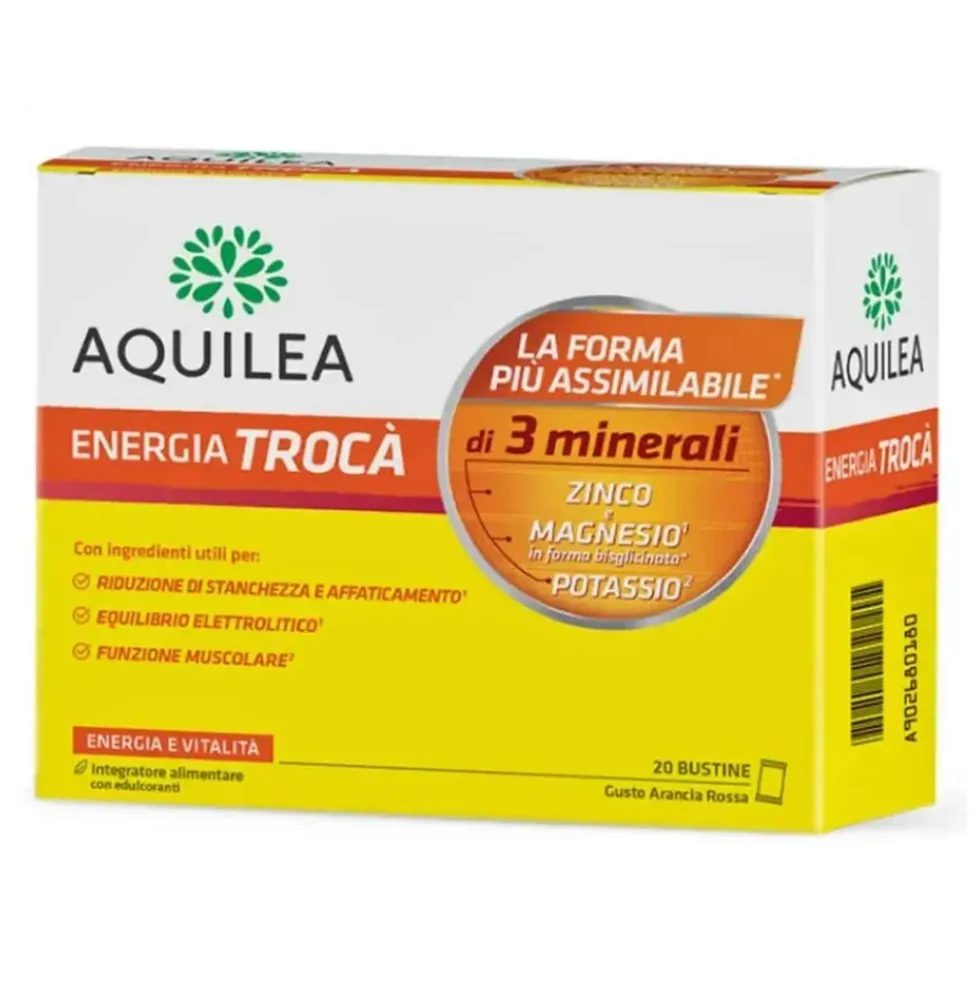 Aquilea Energia Trocà Integratore di Magnesio Zinco Potassio, 20 Bustine