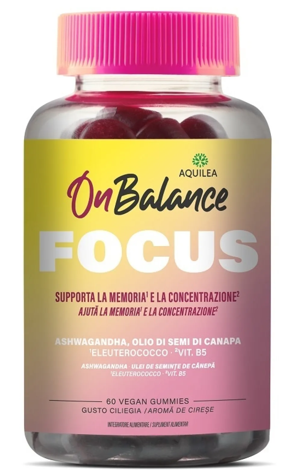 Aquilea On Balance - Focus Integratore Memoria e Concertazione, 60 Gummies
