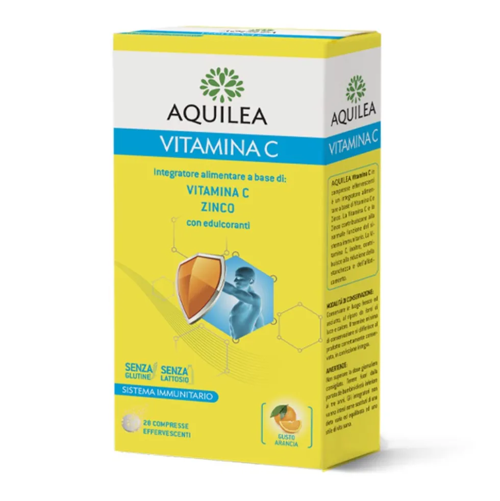 Aquilea Vitamina C Integratore Effervescente Gusto Arancia, 2 x 14 Compresse