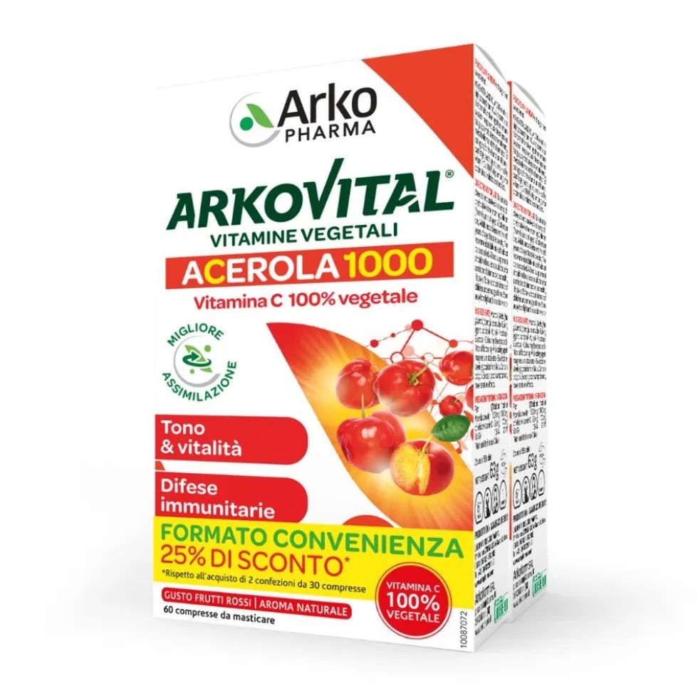 Arkopharma Arkovital - Acerola 1000 Vitamina C Naturale Family Pack, 60Compresse
