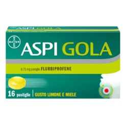 Aspi Gola Caramelle Antinfiammatorio per Gola Infiammata e Mal di Gola Gusto Limone Miele, 16 Pastiglie