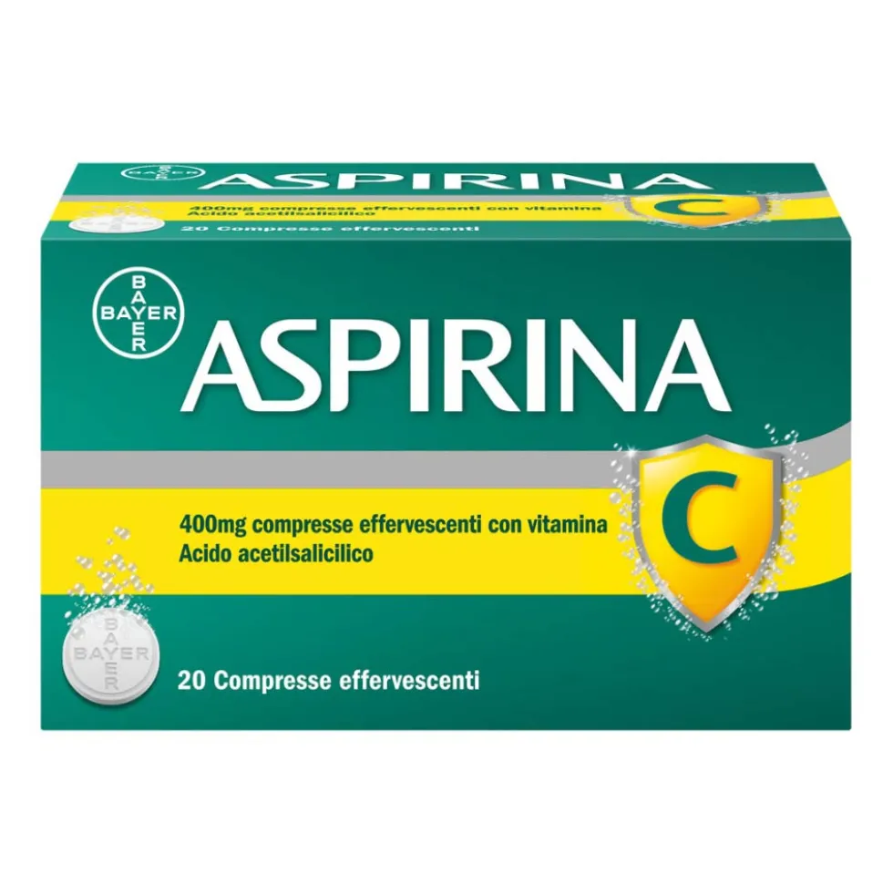 Aspirina C Antinfiammatorio Antidolorifico per Influenza Raffreddore e febbre con Vitamina C, 20 Compresse