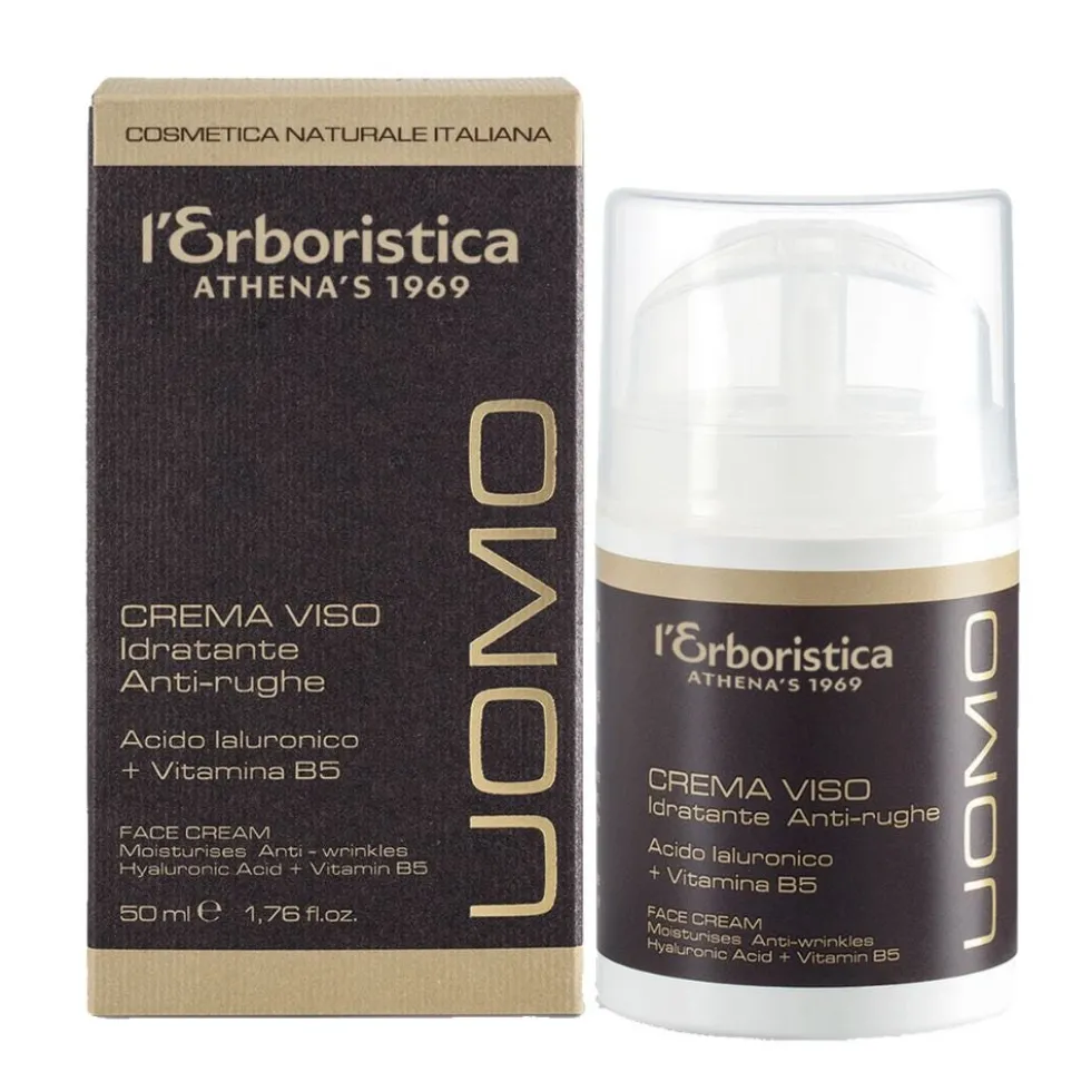 Athena's L'Erboristica Uomo - Crema viso idratante per la riduzione delle rughe, flacone da 50 ml