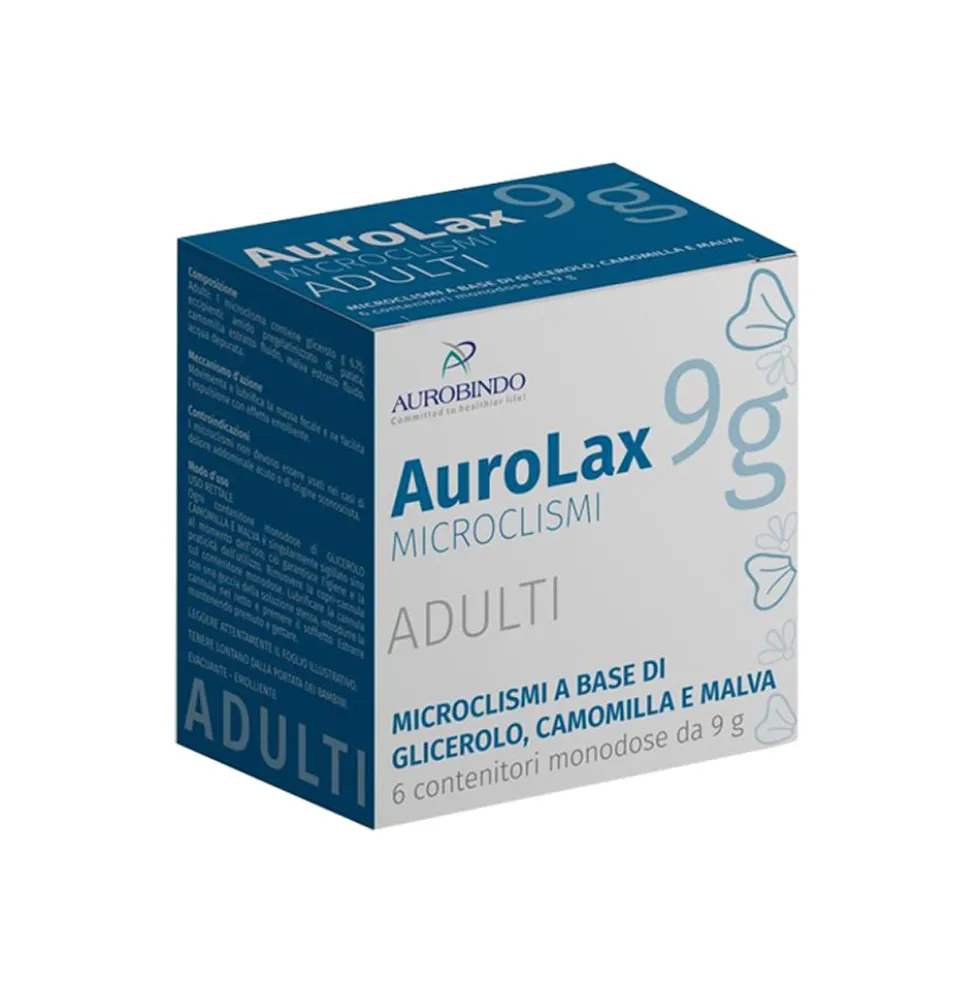 Aurobindo AuroLax - Microclismi per adulti contro la stitichezza, 6 contenitori da 9 g