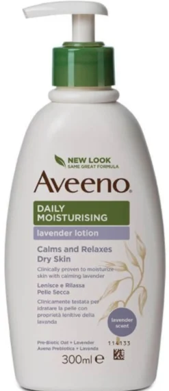 Aveeno Daily Moisturising - Crema idratante corpo alla lavanda per pelle secca e sensibile, 300 ml