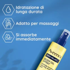 Aveeno Skin Relief - Olio spray per il corpo nutriente per la pelle secca e sensibile, 200 ml