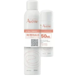 Avène Acqua Termale - Spray ad azione lenitiva per la pelle sensibile, kit da 300 ml e 50 ml