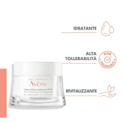Avène Crema Nutritiva Rivitalizzante Ricca - Crema viso per la pelle extra secca e sensibile, 50 ml