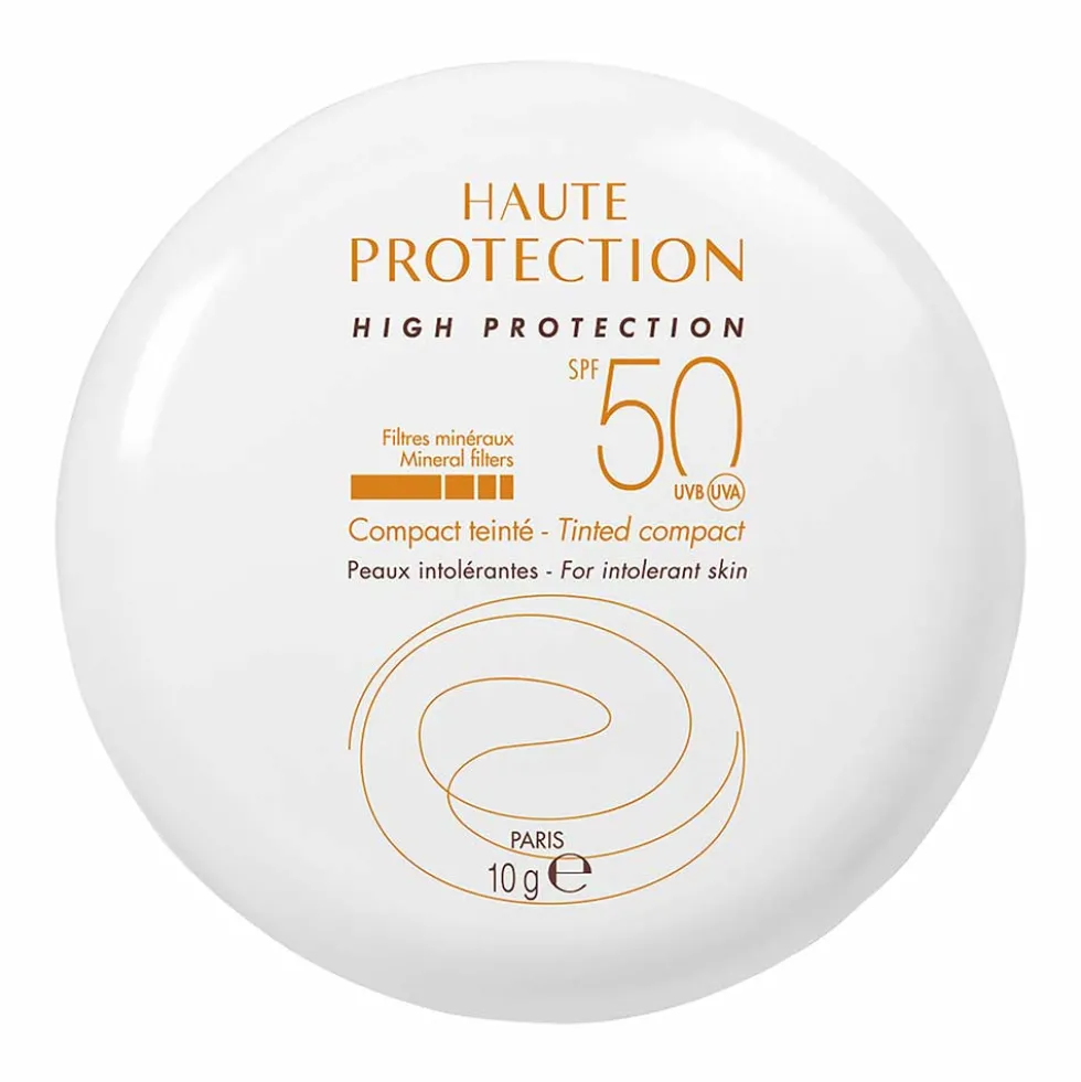 Avène Solare Compatto Dorato SPF 50+ - Crema colorata protettiva per le pelli intolleranti, 10 g