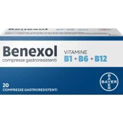 Bayer Benexol Trattamento per Carenza di Vitamine B a base di Vitamina B1 B6 B12, 20 Compresse Gastroresistenti
