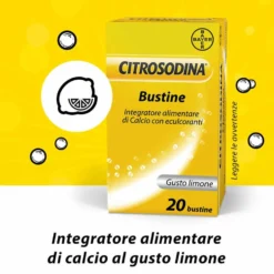 Bayer Citrosodina - Integratore digestivo effervescente per la pesantezza di stomaco, 20 bustine