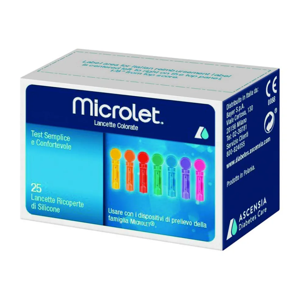 Bayer Microlet Lancette Colorate Pungidito Per Dispositivo Microlet 25 Pezzi