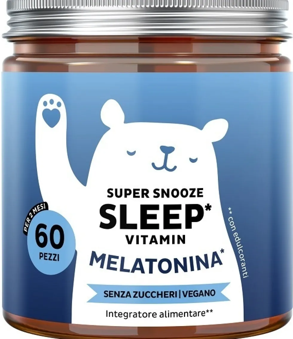 Bears with Benefits Super Snooze - Integratore di melatonina per il sonno, 60 caramelle gommose