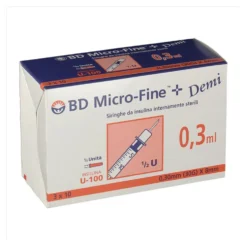 Becton Dickinson Micro-Fine+ Demi - Siringhe per l'insulina con ago da 8 mm, 30 pezzi da 0,3 ml