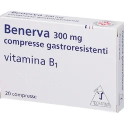 Benerva compresse gastroresistenti 300 mg - Ricostituente per carenza di vitamina B1, 20 compresse