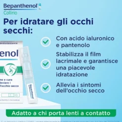 Bepanthenol Collirio lubrificante per la secchezza oculare, 20 fiale monodose da 0,5 ml