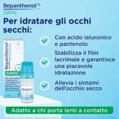 Bepanthenol Collirio Soluzione lubrificante senza conservanti per la secchezza oculare, 10 ml