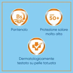 Bepanthenol Tattoo Crema Protezione Solare Molto Alta SPF50+ per Tatuaggio, 50ml