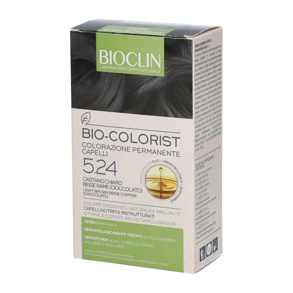 Bioclin Bio-Colorist 5.24 Castano Chiaro Beige Rame - Colorazione permanente per i capelli, 1 kit