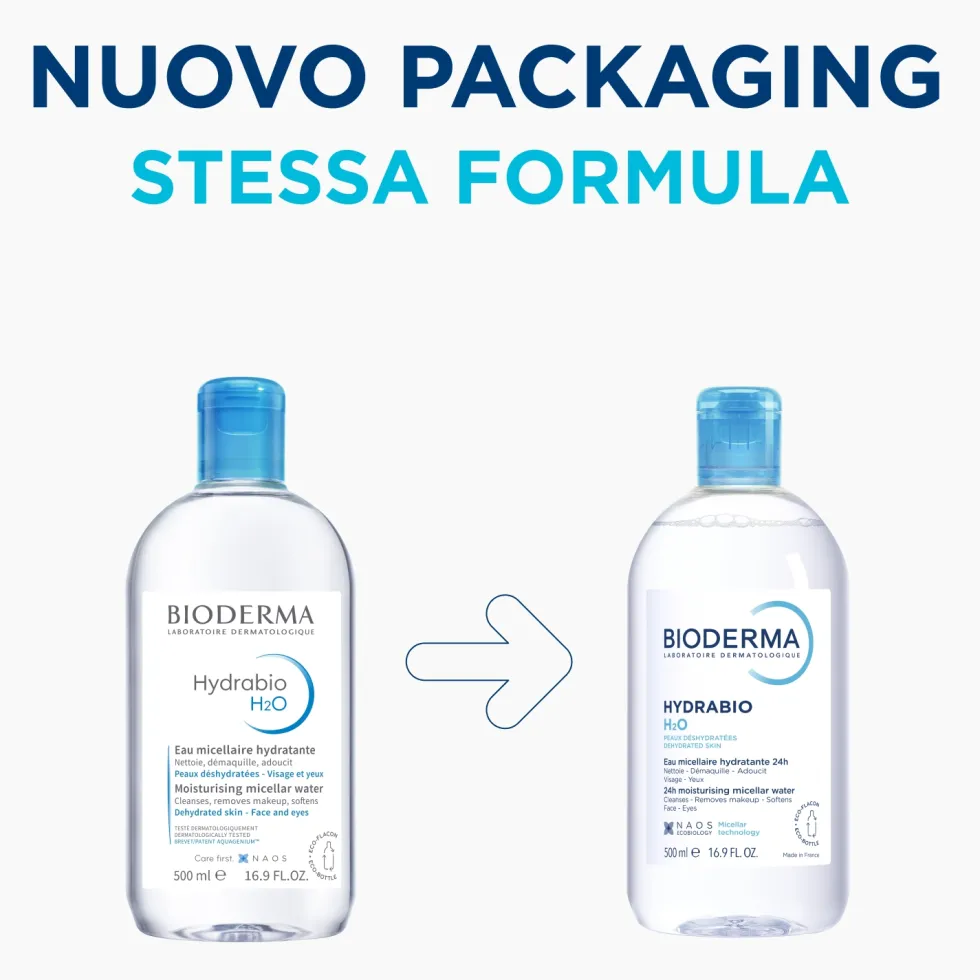 Bioderma Hydrabio H2O - Acqua micellare idratante e struccante per il viso e gli occhi, 500 ml
