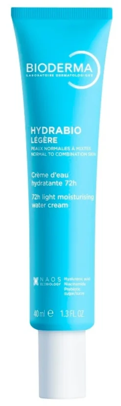 Bioderma Hydrabio Légère - Crema viso leggera per l'idratazione della pelle normale e mista, 40 ml