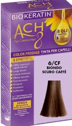 Biokeratin ACH8 Color Prodige - Tinta per Capelli Biondo Scuro Caffè 6CF, 1 Kit