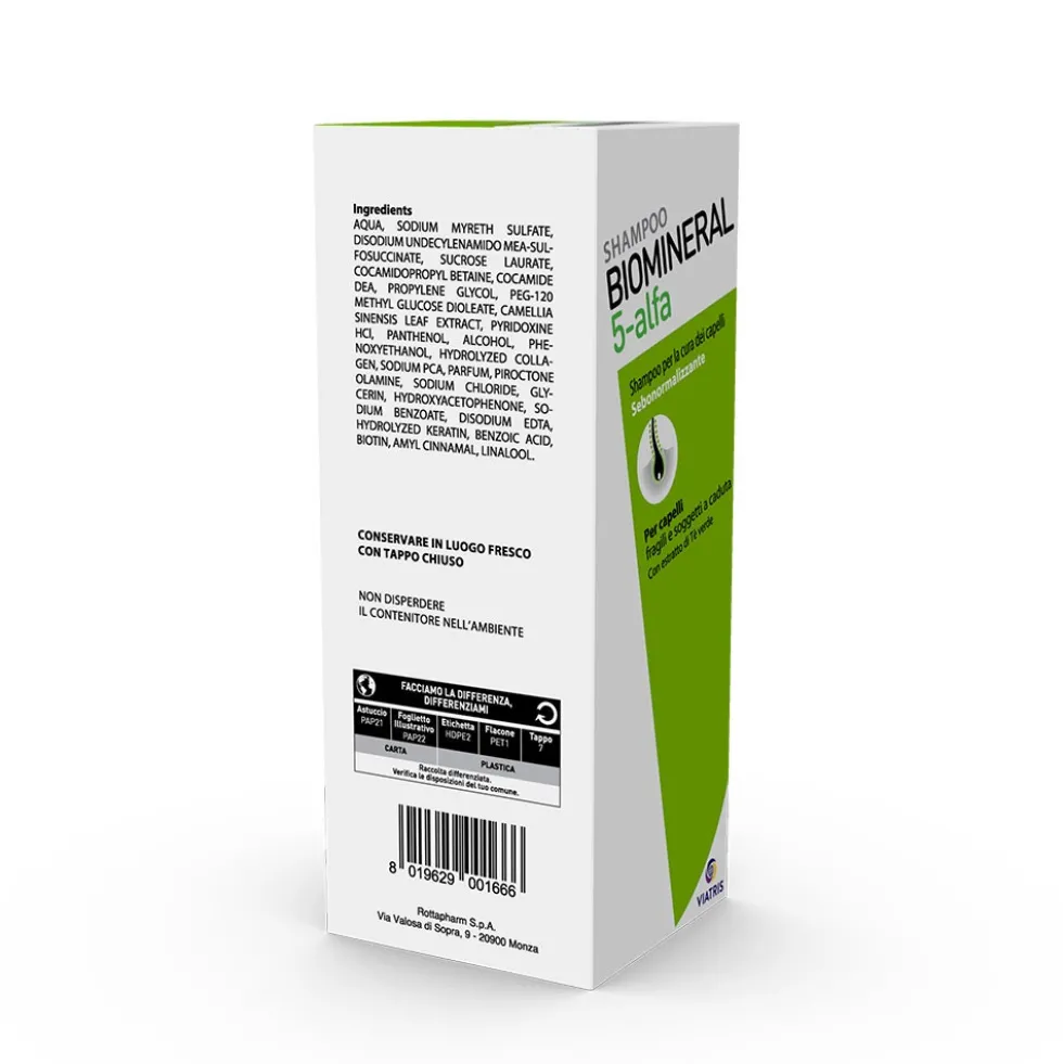 Biomineral 5-Alfa Shampoo Trattante Sebonormalizzante Capelli Fragili, 200ml