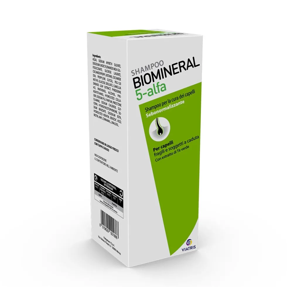 Biomineral 5-Alfa Shampoo Trattante Sebonormalizzante Capelli Fragili, 200ml
