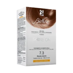 BioNike Shine On 7.3 biondo dorato - Tintura permanente nutriente per i capelli, kit monodose