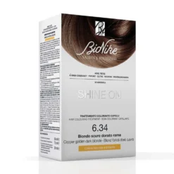BioNike Shine On 6.34 biondo scuro dorato rame - Tinta permanente per pelle sensibile, kit monodose