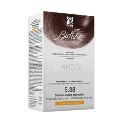 BioNike Shine On castano chiaro cioccolato - Tintura permanente per capelli bionike, 50+75 ml