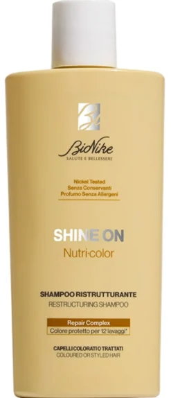 BioNike Shine On Nutri-Color Shampoo ristrutturante per capelli colorati e sfibrati, 200 ml