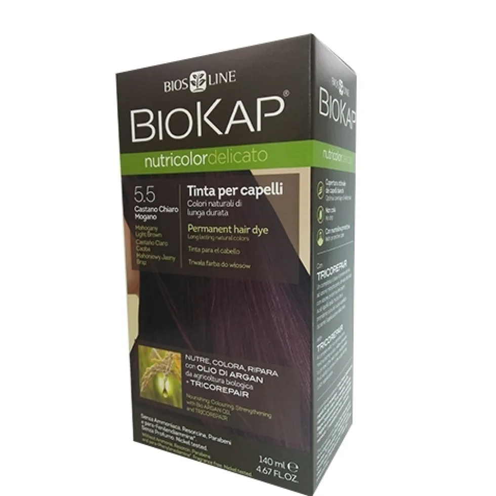 Bios Line Biokap Nutricolor Delicato - Tinta per capelli 5.5 Castano Chiaro Mogano, 140ml