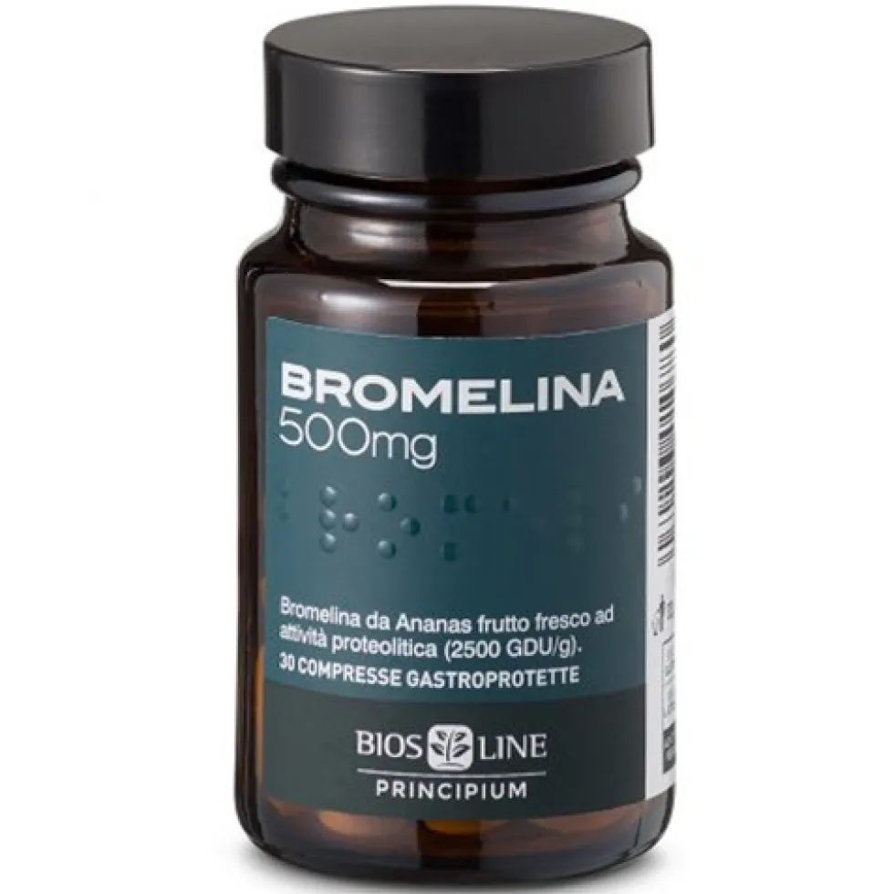 Bios Line Principium - Bromelina 500 mg integratore per digestione e microcircolo, 30 compresse