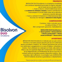 Bisolvon Duo Emolliente Sciroppo Contro Tosse e Gola Irritata Adulti e Bambini 2+, 100ml