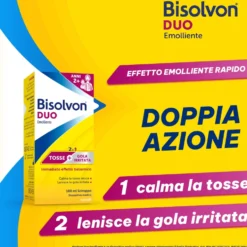 Bisolvon Duo Emolliente Sciroppo Contro Tosse e Gola Irritata Adulti e Bambini 2+, 100ml