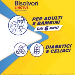 Bisolvon Linctus Sciroppo Mucolitico per Catarro e Tosse Grassa Gusto Cioccolato e Ciliegia (8mg/5ml), 200ml