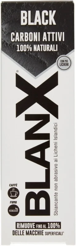 BlanX Black - Dentifricio sbiancante al carbone attivo per rimuovere le macchie, 75 ml