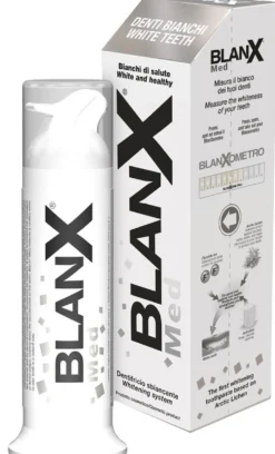 BlanX Med Denti Bianchi - Dentifricio sbiancante naturale per lo smalto, 75 ml