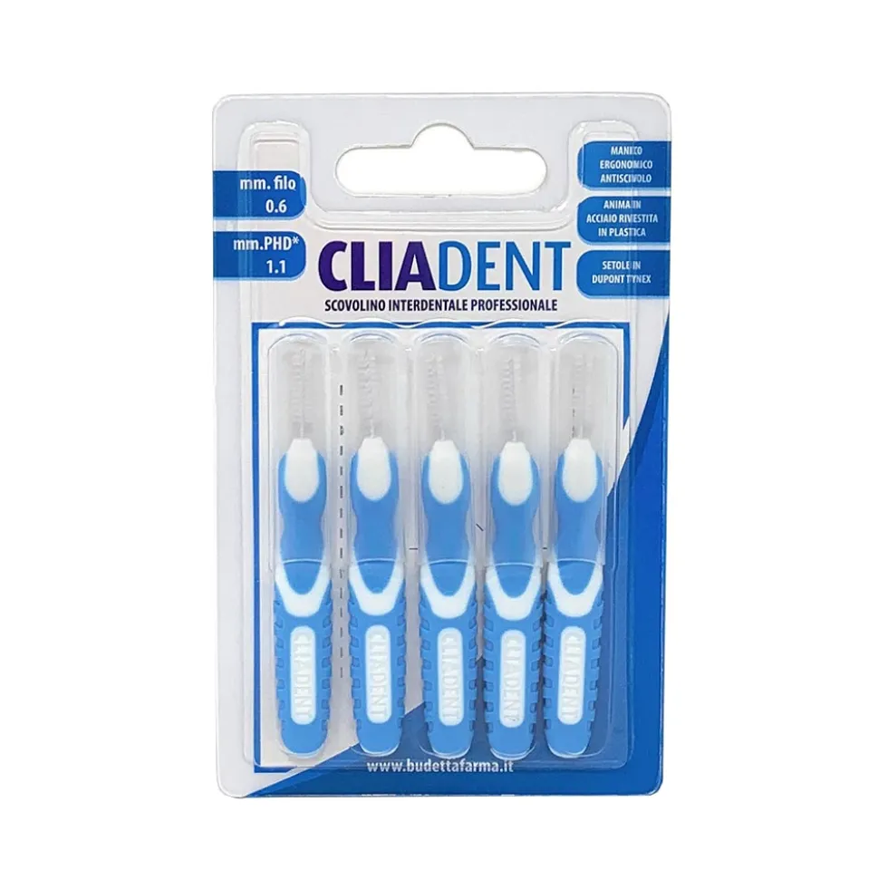 Budetta Farma Cliadent - Scovolino interdentale da 0,6 mm per l'igiene orale, 5 scovolini
