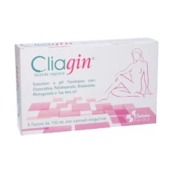 Budetta Farma Cliagin - Lavanda vaginale con clorexidina per l'igiene intima, 5 flaconi da 150 ml