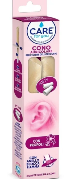 Care For You Coni Auricolari - Per l'igiene auricolare con propoli e anello blocca fiamma, 2 pezzi