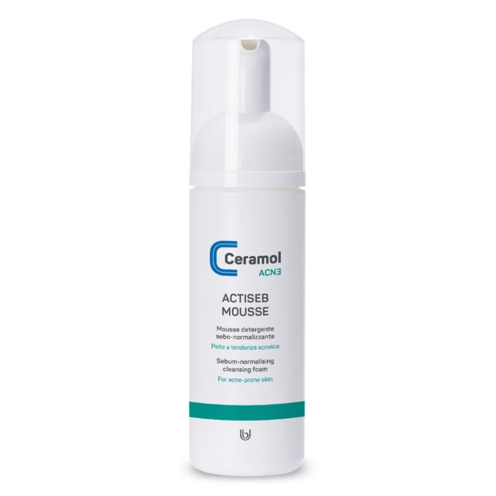 Ceramol Actiseb Mousse Detergente Viso e Corpo per Pelle Acneica, 150ml