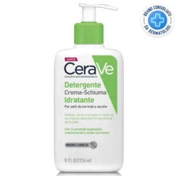 CeraVe Detergente Crema-Schiuma Idratante Deterge e Idrata con Ceramidi, 236ml