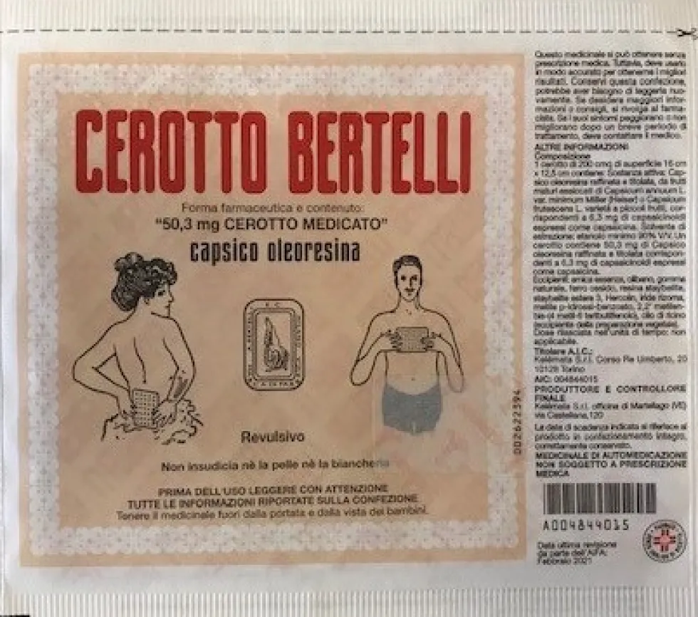 Cerotto Bertelli 192 Mg Cerotto Medicato 1 Cerotto 16 X 12,5 Cm