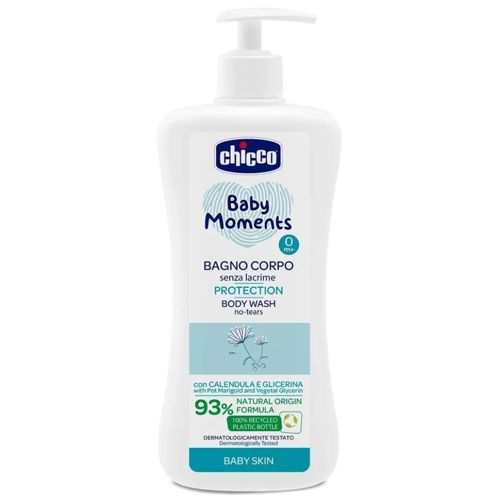 Chicco Baby Moments Bagno Corpo - Detergente senza lacrime per la pelle delicata, 500 ml